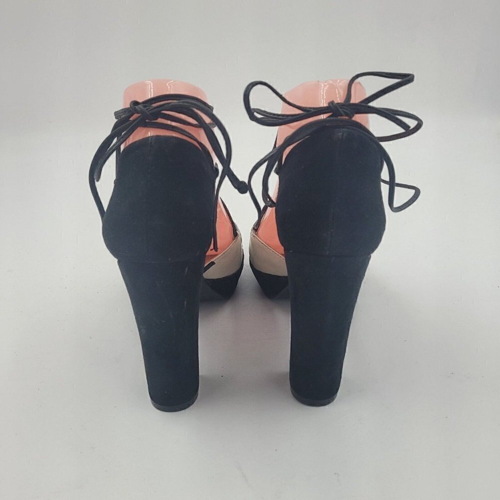 NEW Bettye Muller Madison Suede Platform Pump Natural & Black Women's Size 8M - Picture 7 of 12